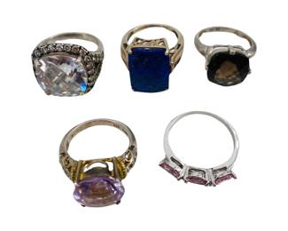 Lot of 5 Silver Rings
