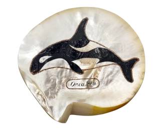 1880 Engraved Mother of Pearl* Orca Dish
