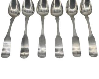 6 Large Old Coin Silver Spoons by C. A. Mann
