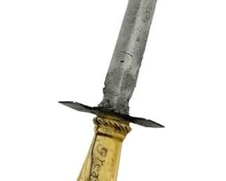 Signed F. Myrick 1849 Engraved Bone Handle Dagger
