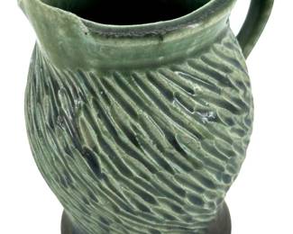 Signed Réuf Green Stoneware Studio Pottery Cup
