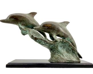 Vintage Metal Dolphins Sculpture
