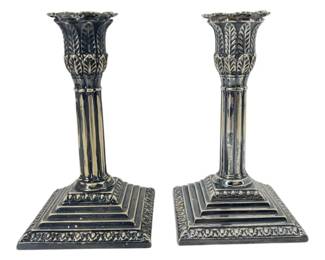 Pair of Silver Plated HE & Co Candlesticks
