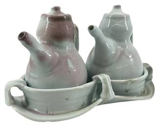 3pc. Signed Joan Baron Glazed Ceramic Tea Set
