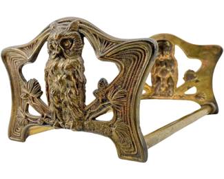 Brass Art Nouveau Owl Book Rack

