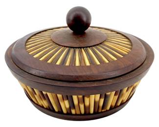 Olive Wood and African Curio Porcupine Quill Box
