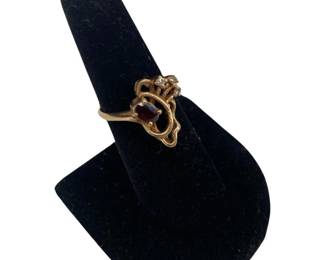 Women’s 10k Gold Diamond Ring with Tourmaline Gem
