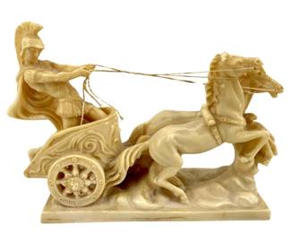 Signed Resin Roman Gladiator with Chariot
