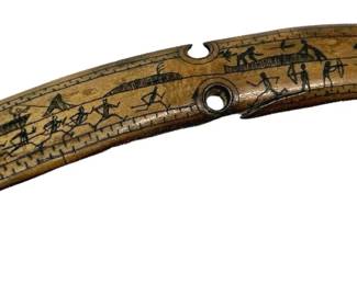 Pre-Colombian Scrimshaw Elk Bone Pendant
