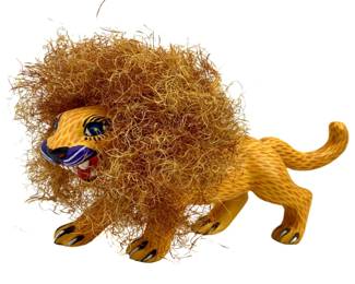 Large Signed Epifanio Oaxacan Wooden Folk Art Lion
