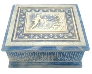 Mid Century Genuine Incolay Stone Box
