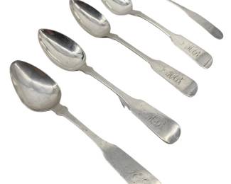 5 Old Coin Silver Teaspoons
