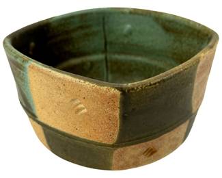 Jeff Reich Checkered Stoneware Bowl
