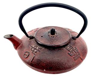 Vintage Japanese Red Cast Iron Teapot
