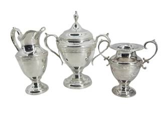 Antique Victorian Greek Revival Silver Plate Set
