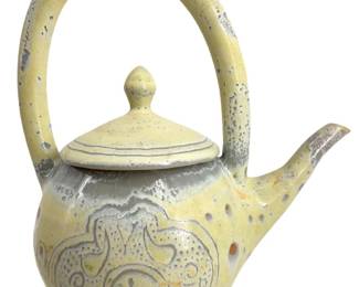 Signed Glazed Ceramic Art Teapot
