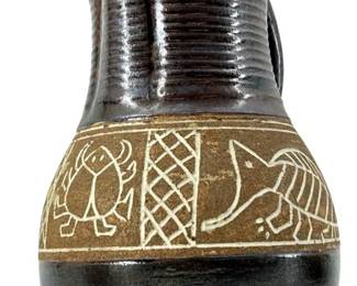 Signed Mid-Century Style Hand-Made Stoneware Vase
