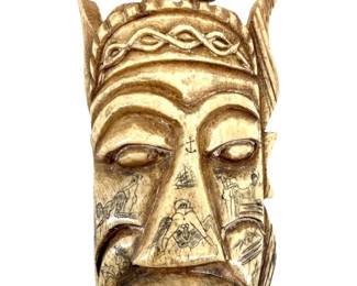 Hand Carved Engraved Bone Erotica Mask Art

