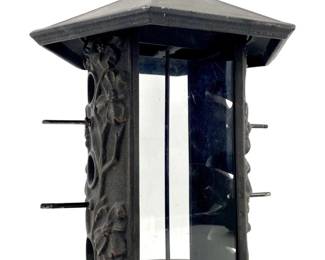Hanging Black Floral Design Metal Bird Feeder
