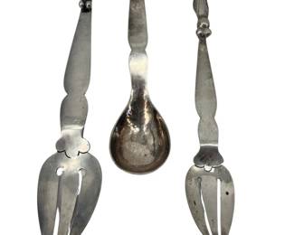 3pc Mexican Sterling Silver Serving Forks/Spoon
