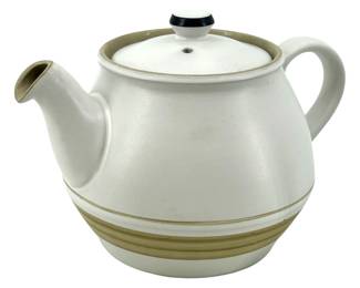 Vintage White Ceramic Studio Pottery Teapot
