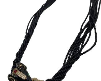 Vintage CINER Rams Head Beaded Necklace
