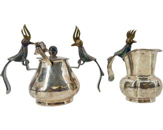 Los Castillo Taxco Silver Cream/Sugar Bird Set
