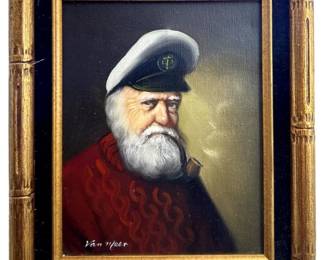 Signed Van Meer Sea Captain Oil on Canvas
