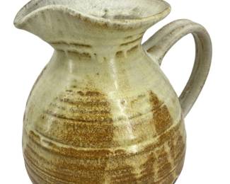 Signed Glazed Stoneware Pottery Pitcher
