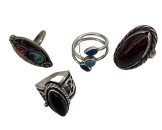 Lot of 4 Silver Rings
