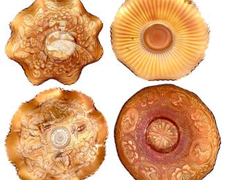 4pc Vintage Fenton Marigold Carnival Glass Bowls
