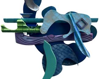 Signed Abstract Wood Wall Decor
