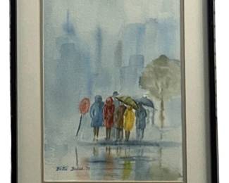 Signed Bettie Black Watercolor Landscape
