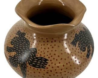 Signed Martha Villalpando Painted Ceramic Vase
