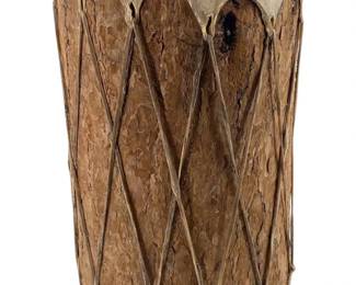 Native American Tree Trunk & Leather Drum
