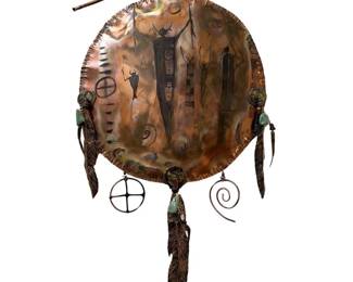 Signed Wild Bill Copper & Turquoise Wall Decor
