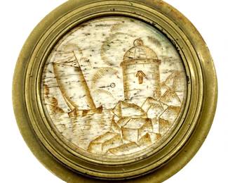 Brass and Etched Bone Makeup Box
