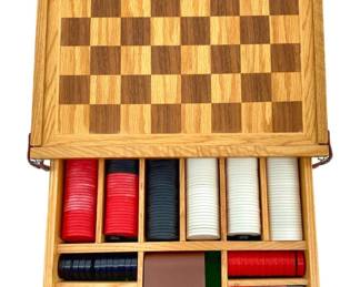 Wooden Backgammon and Checkers Game Set
