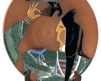 Large Signed Glen LaFontaine Glazed/Painted Plate
