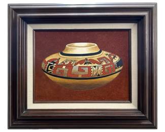 Signed Erv Johnson Pottery Oil on Panel
