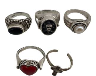 Lot of 5 Silver Rings
