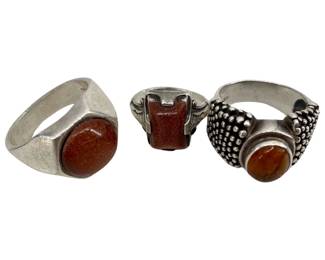 Lot of 3 Sterling Silver and Gemstone Rings

