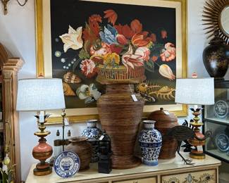 Vintage handpainted triple dresser by Karges