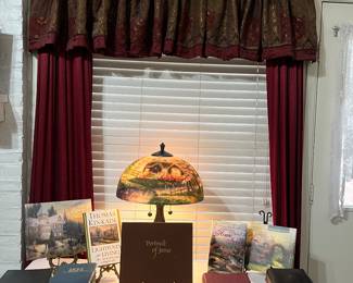 There is a large collection of Bibles.