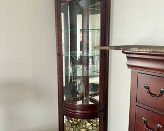 Two cherry corner cabinets