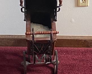 Vintage Leather Doll Carriage