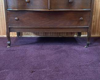 Vintage Waterfall Bureau w/Trifold Mirror