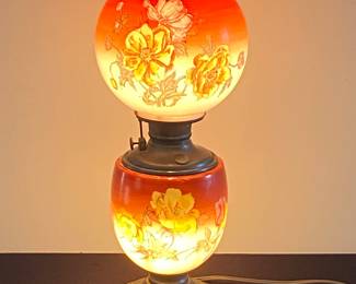 Vintage Orange Hurricane Lamp