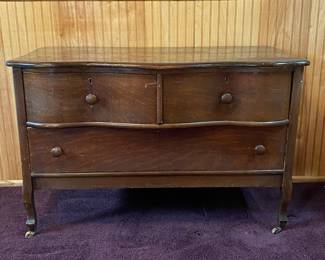 Vintage Waterfall Bureau w/Trifold Mirror