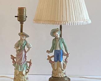 Porcelain Boy & Girl Lamps